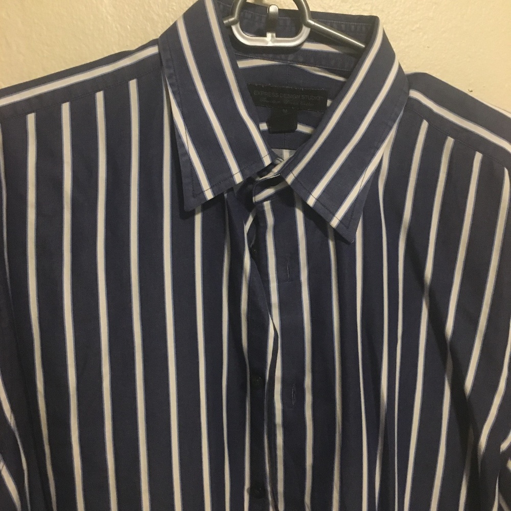 Express Design Studio Blue Striped Shirt M